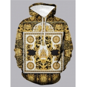 Lovely Men Casual Hooded Collar Print Baby Blue Ho