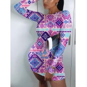 LW Sweet Geometric Print Patchwork Rose Red Mini D