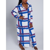 Lovely Plus Size Casual Plaid Print Asymmetrical W