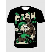 LW Men Money Cartoon Letter Print T-shirt