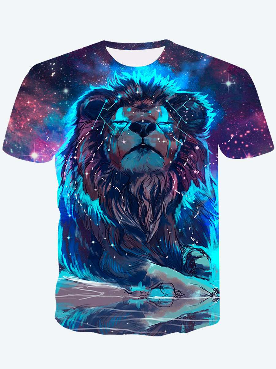 

Lovely Men Stylish Animal Starry Sky Print Multicolor T-shirt, Multi