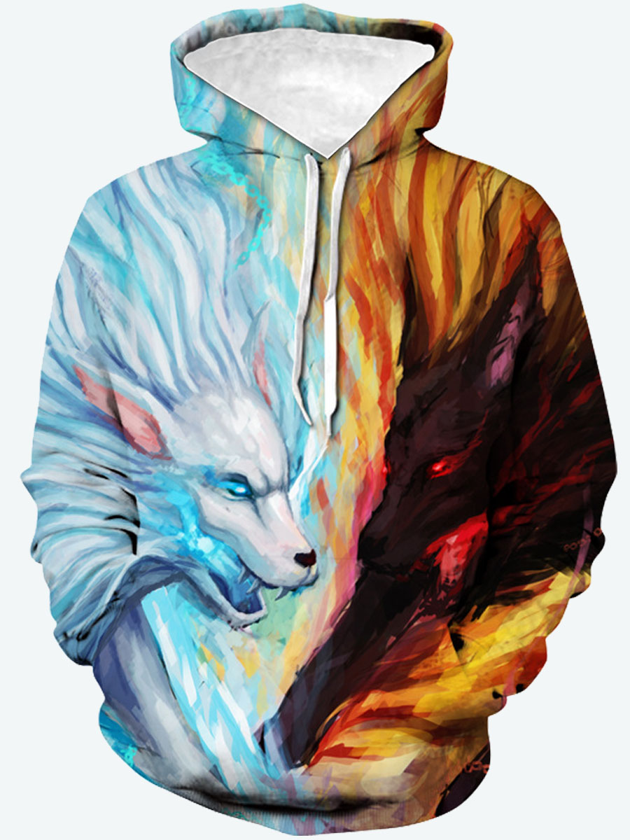 

Lovely Men Street Hooded Collar Skeleton Print Blue Hoodie, Multi