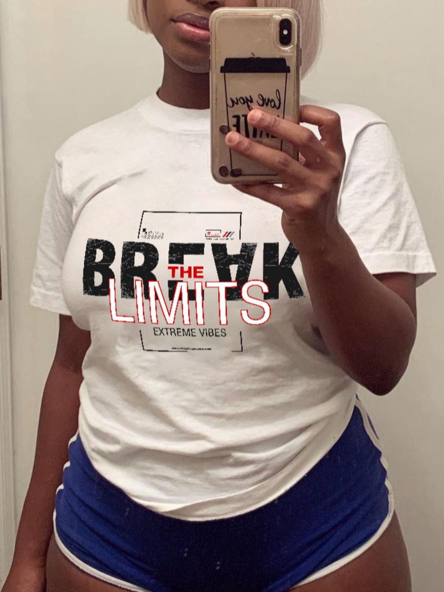 

Lovely Casual O Neck Letter Print White T-shirt
