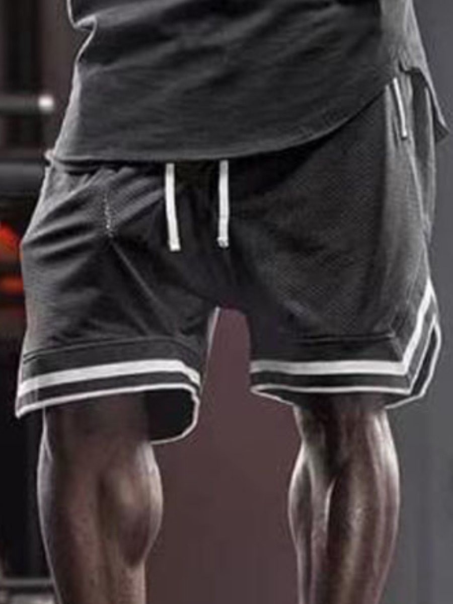 

Lovely Csual Striped Drawstring Black Men Shorts