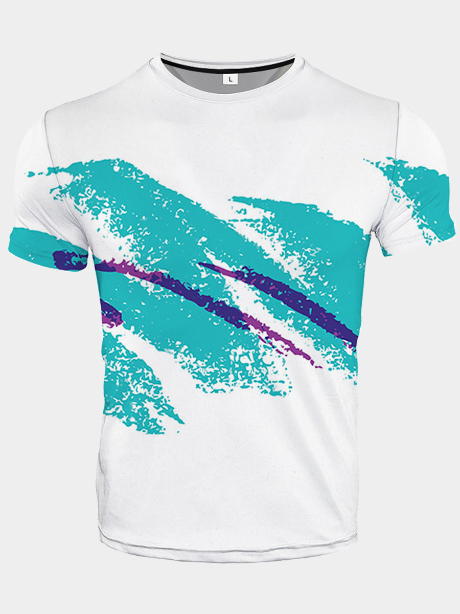 

Lovely Men Casual O Neck Graffiti Print White T-shirt