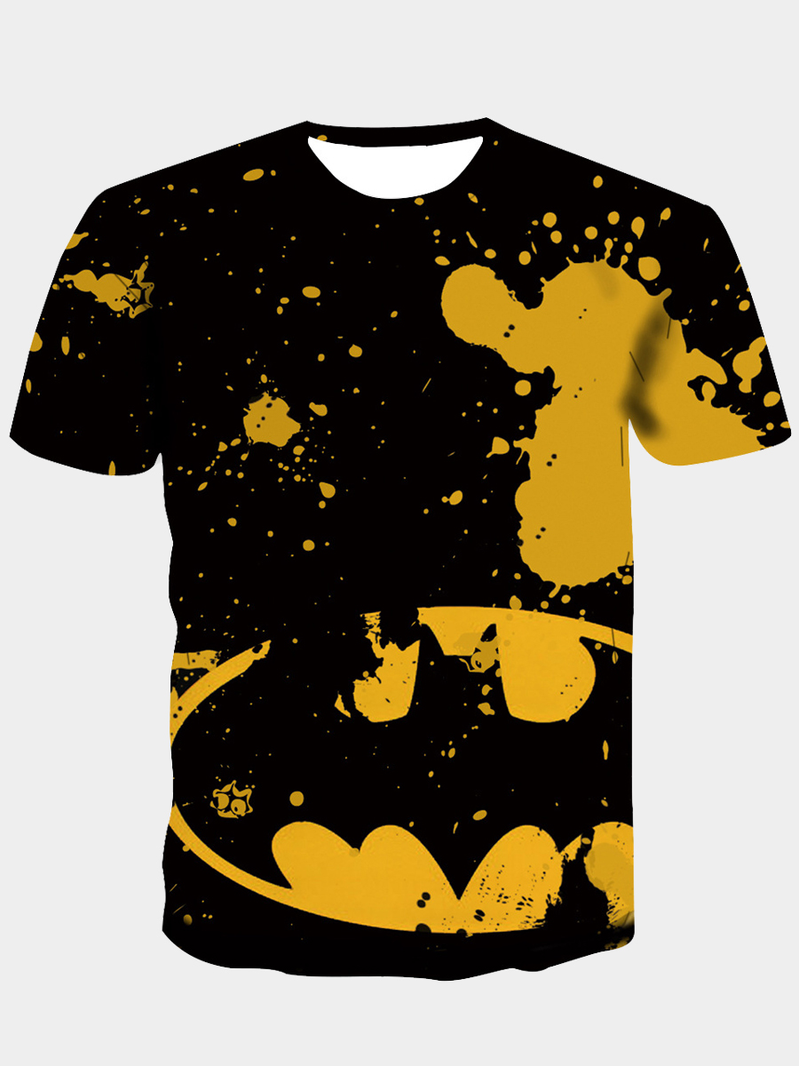 

Lovely Men Casual Splash Ink Print Black T-shirt