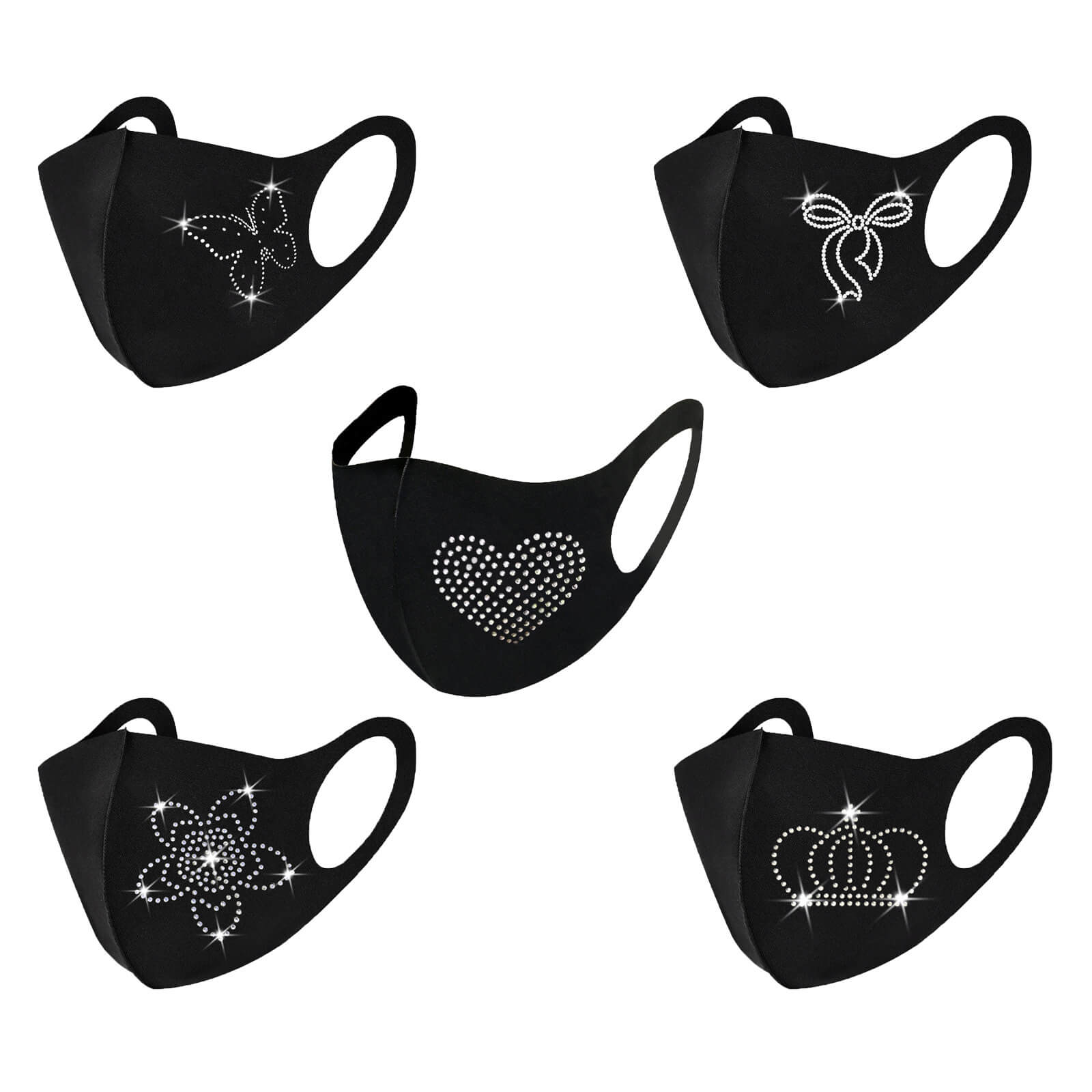 

LW Casual Sequined Black Face Mask (With Five)