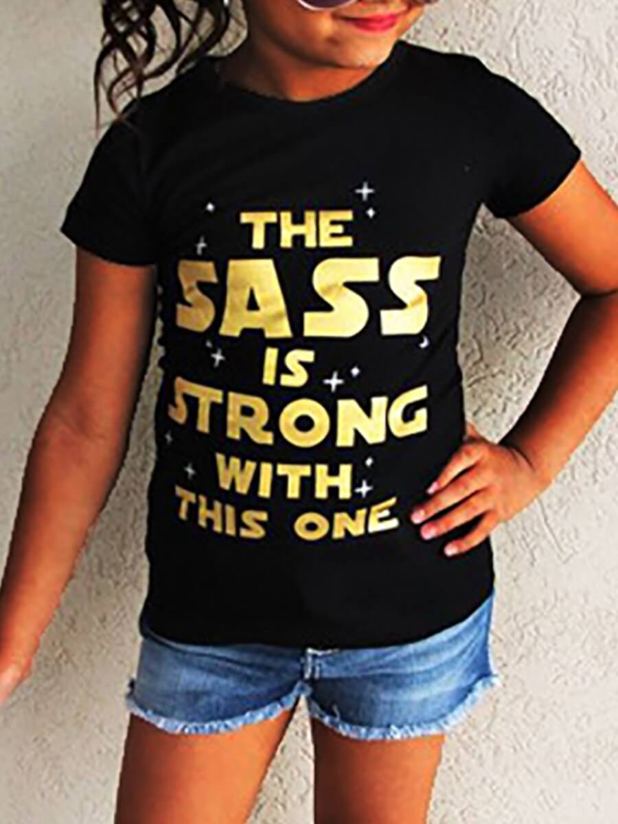 

Lovely Casual O Neck Letter Print Black Boy T-shirt