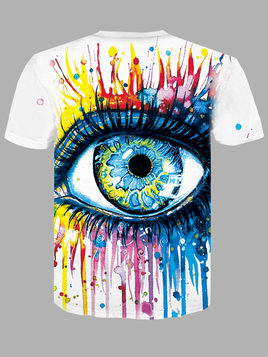 LW BASICS Men Casual O Neck Eye Print Multicolor T-shirt