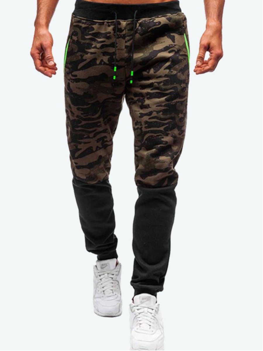 

Lovely Casual Camo Print Drawstring Men Pants, Army green