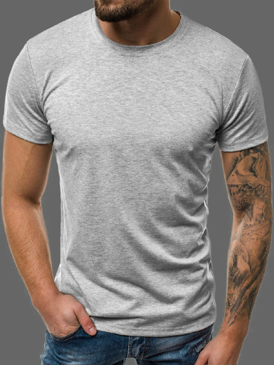 

Lovely Casual O Neck Elastic Light Grey Men T-shirt