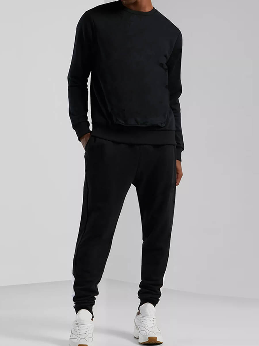 

Lovely Casual O Neck Elastic Black Men Two Piece Pants Set