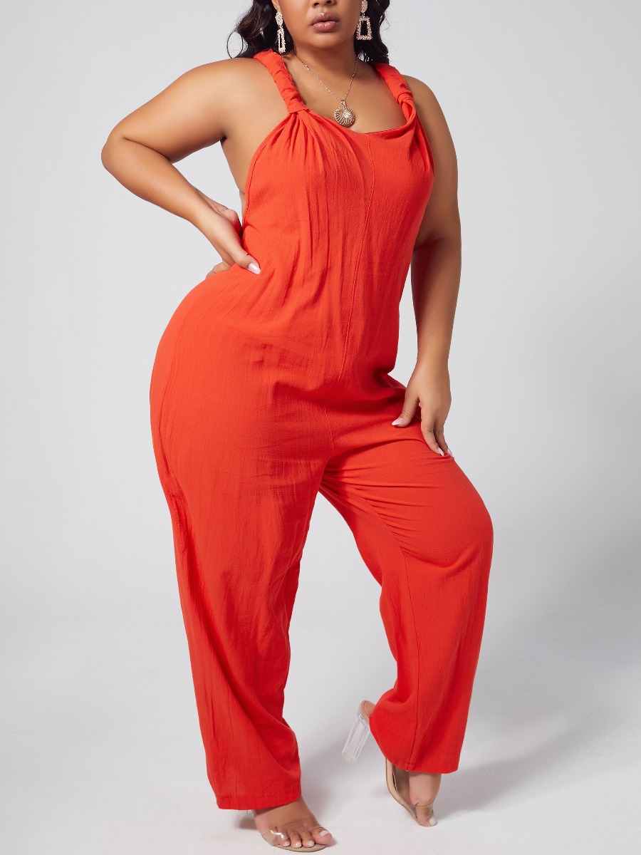 LW Leisure Loose Croci&nbsp;Plus Size One-piece Jumpsuit