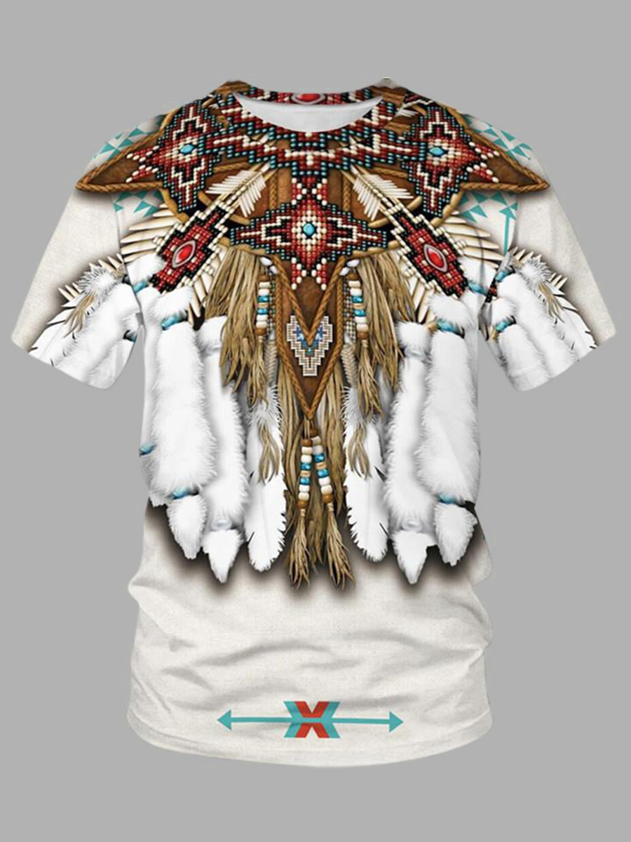

Lovely Stylish Print Patchwork White Men T-shirt