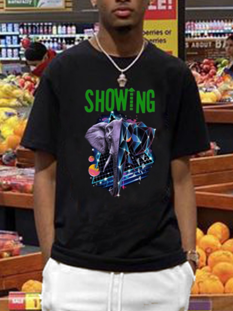 

Lovely Street Letter Print Patchwork Black Men T-shirt