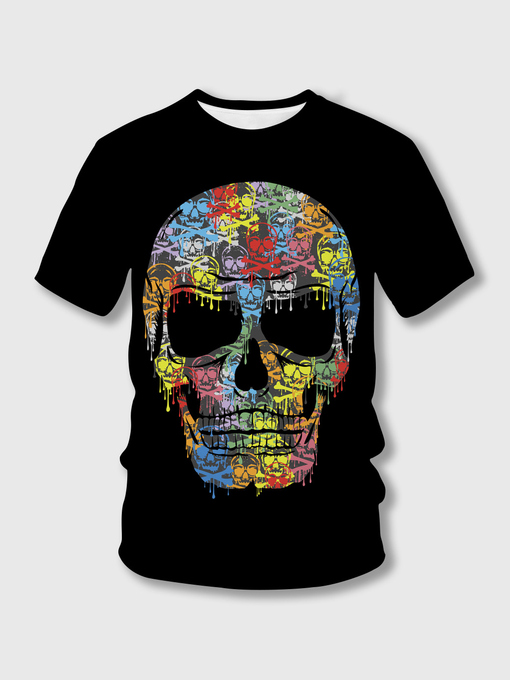 

Lovely Men Casual Skeleton Print Black T-shirt