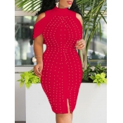 Lovely Sexy Off The Shoulder Red Knee Length Dress