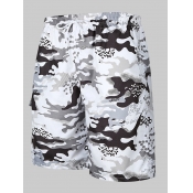 Lovely Men Casual Camo Print White Shorts