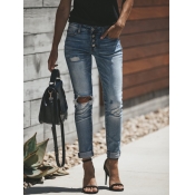 LW Street High-waisted Broken Holes Baby Blue Jean