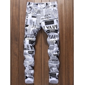 LW Men Letter Print Jeans (No Stretch)