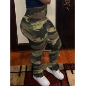 Lovely Casual Mid Waist Camo Print Pants