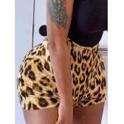 Lovely Casual Mid Waist Leopard Print Shorts(No-po