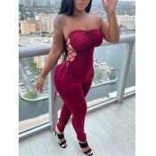 LW BASICS Street Bandage Hollow-out Design Red One