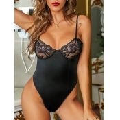 Lovely Sweet Mesh Basic Skinny Black Teddies