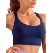 LW Sweet Hollow-out Rib-Knit Blue Bra