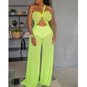 Lovely Casual Asymmetrical Hollow-out Green Cover-