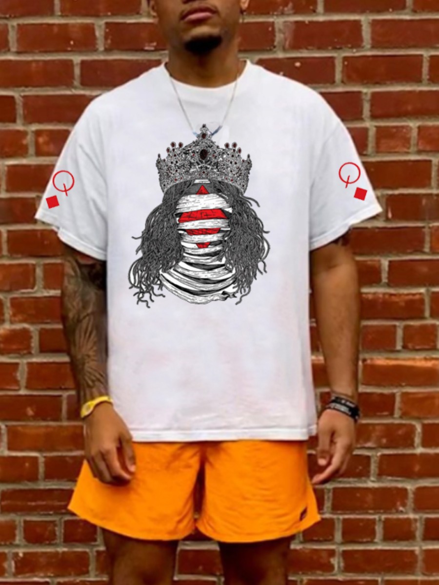 

Lovely Street Graffiti Print Drawstring White Men Two Piece Shorts Set