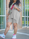LW Plus Size Asymmetrical Shorts Set