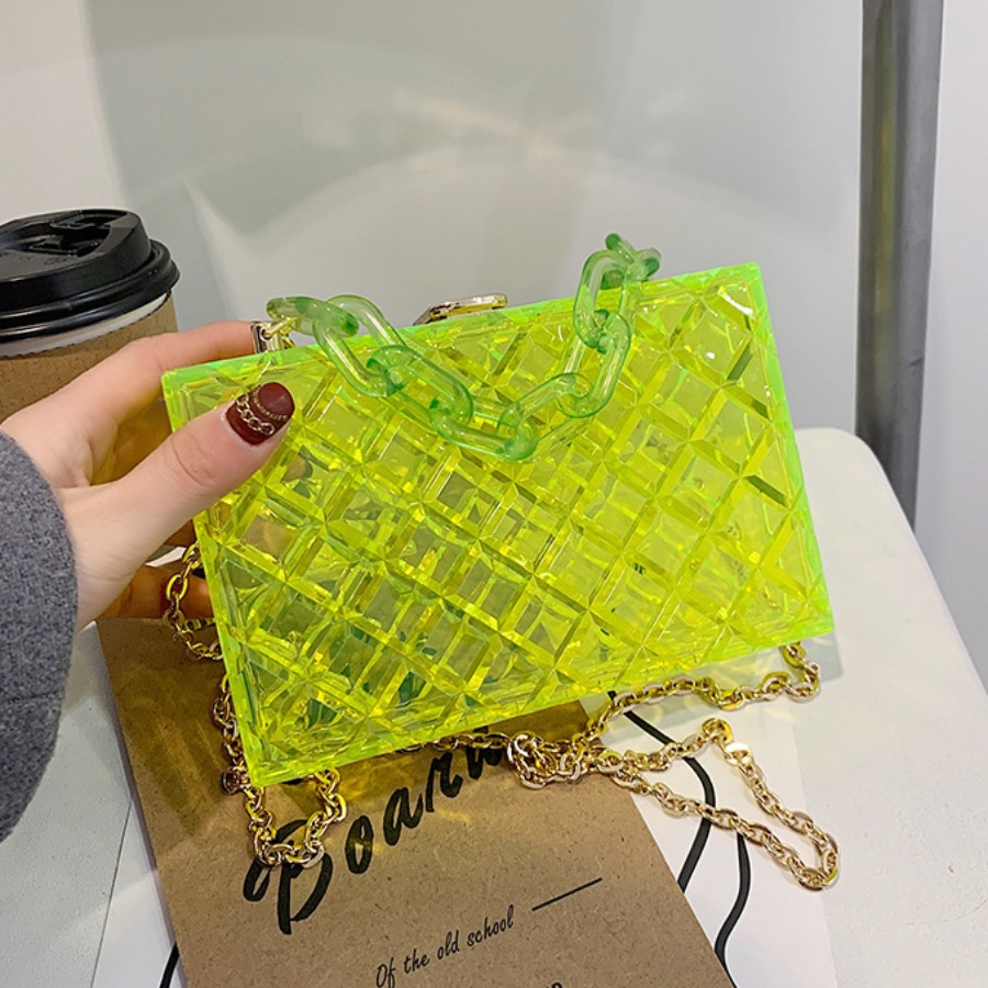 

Lovely Casual See-through Chain Strap Green Crossbody Bag