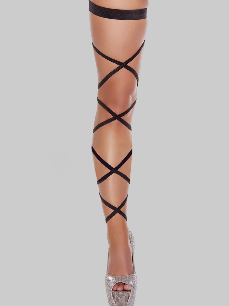 

Lovely Casual Criss Cross Black Bodystocking