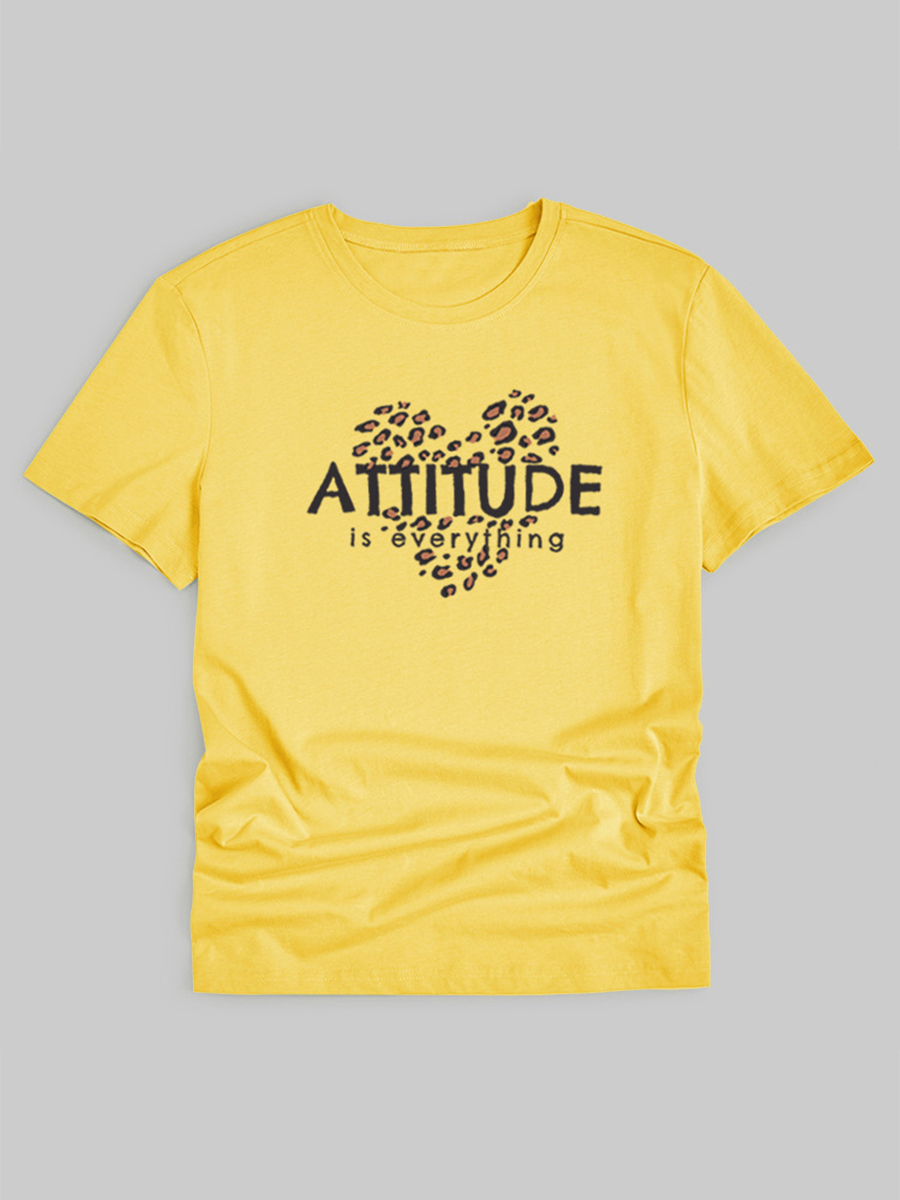 

Lovely Casual O Neck Letter Print Yellow T-shirt