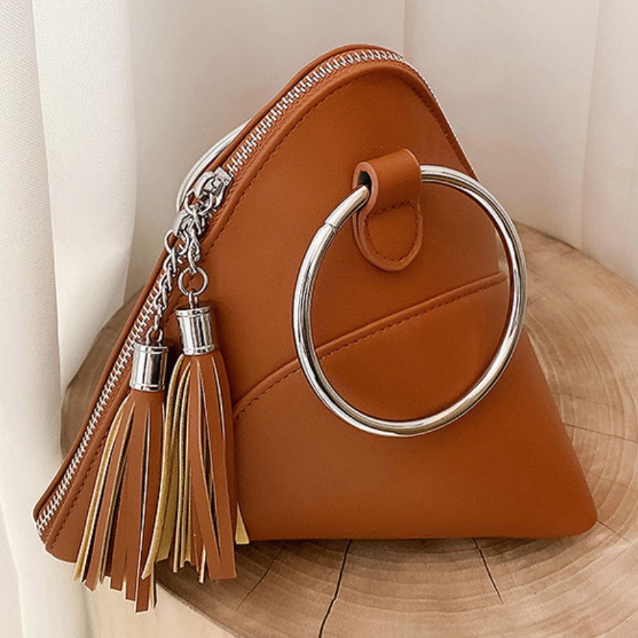 

Lovely Casual Metal Ring Decoration Brown Coin Purse
