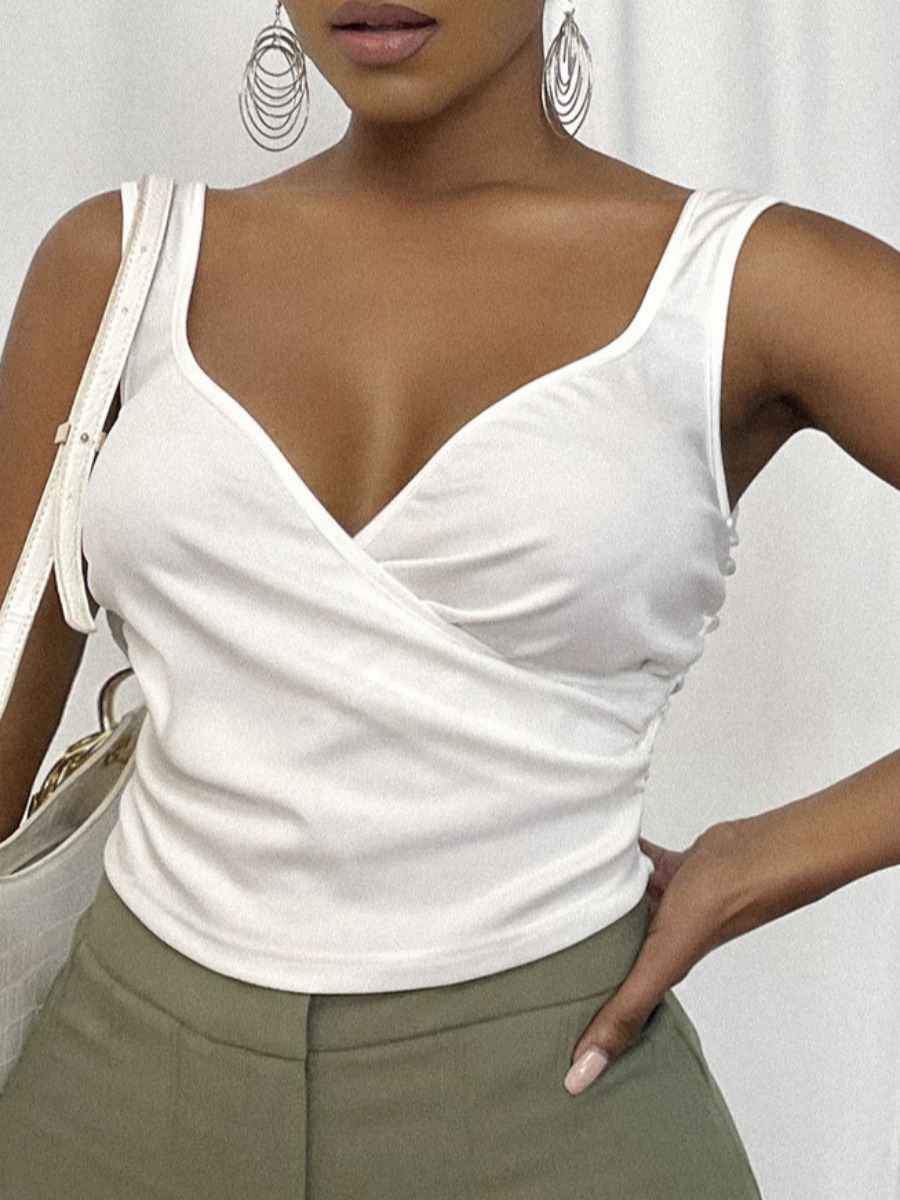 

Lovely Sweet V Neck Cross-over White Camisole