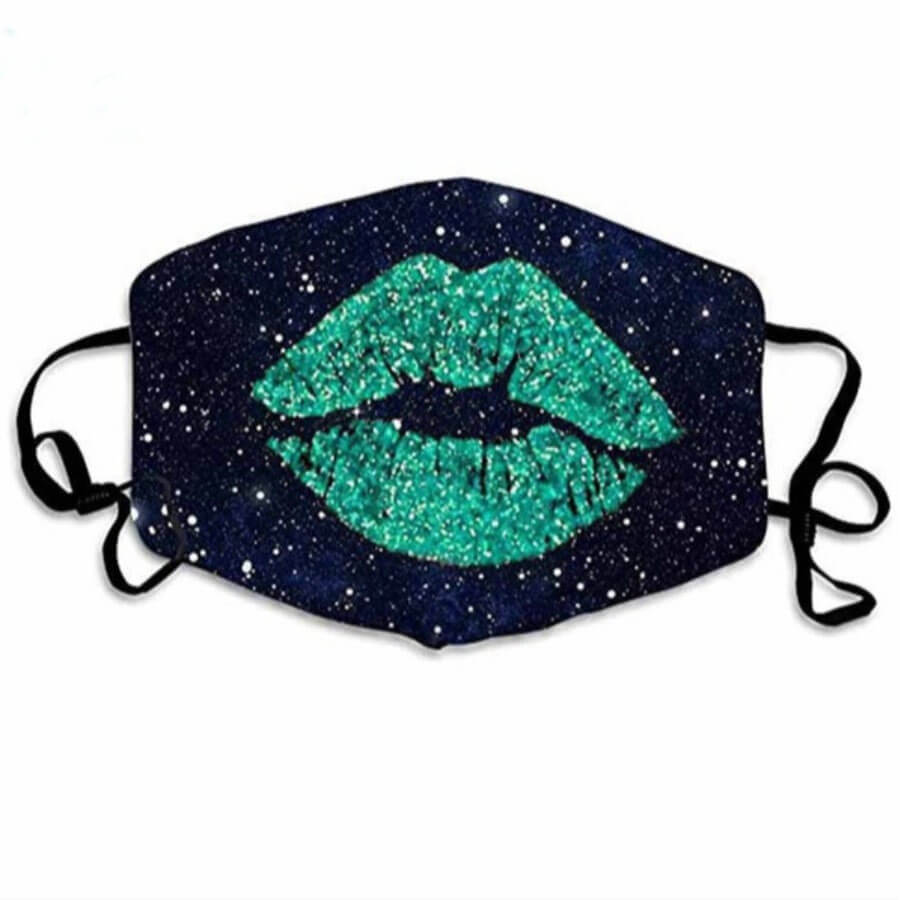 

Lovely Casual Lip Print Sequined Green Face Mask