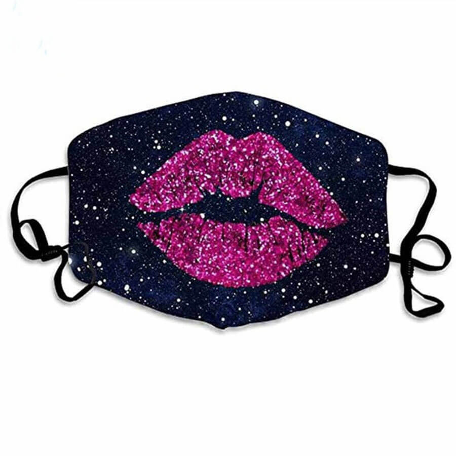 

Lovely Casual Lip Print Sequined Rose Red Face Mask