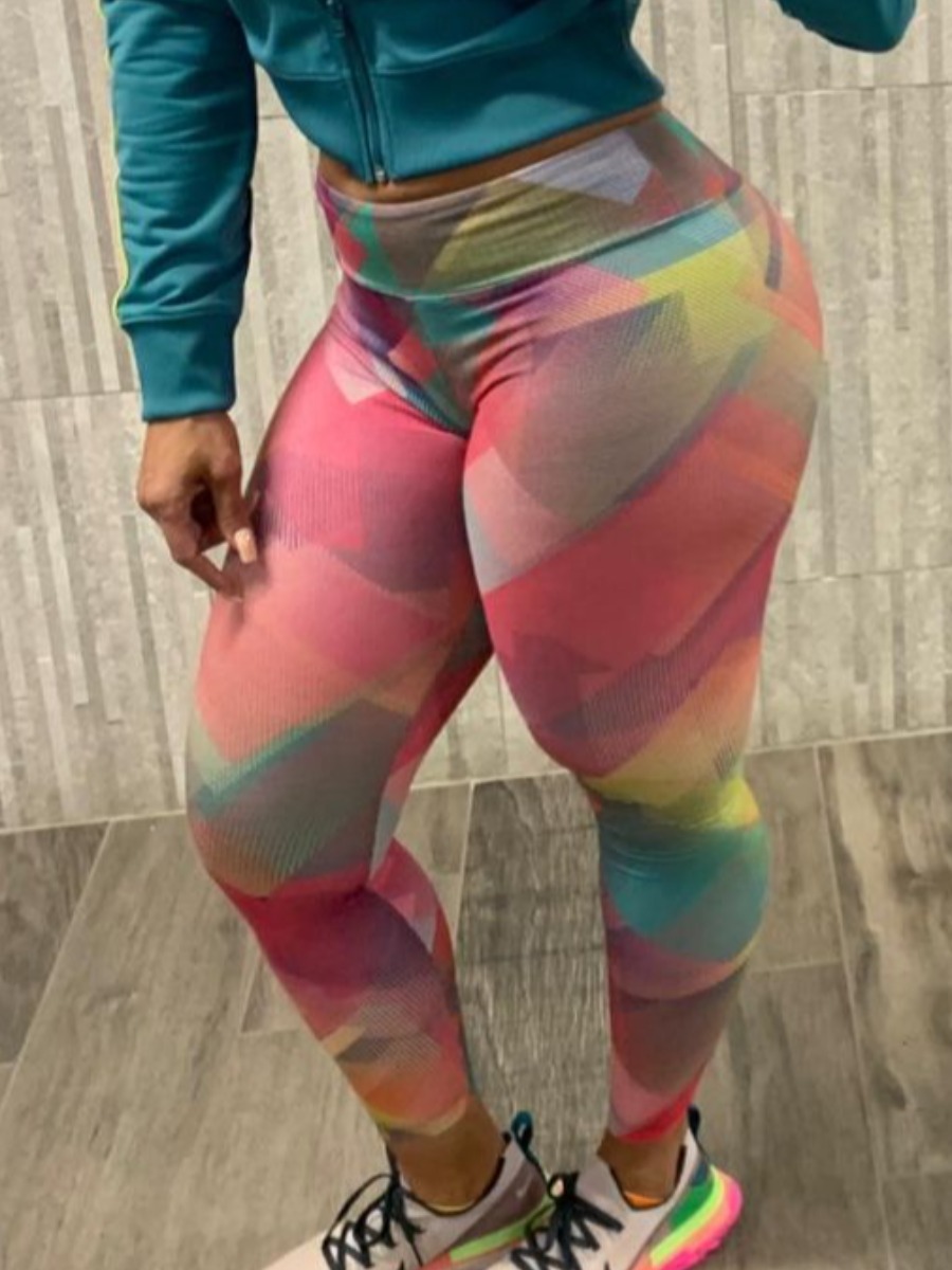 

Lovely Sporty High-waisted Tie-dye Multicolor Leggings, Multi