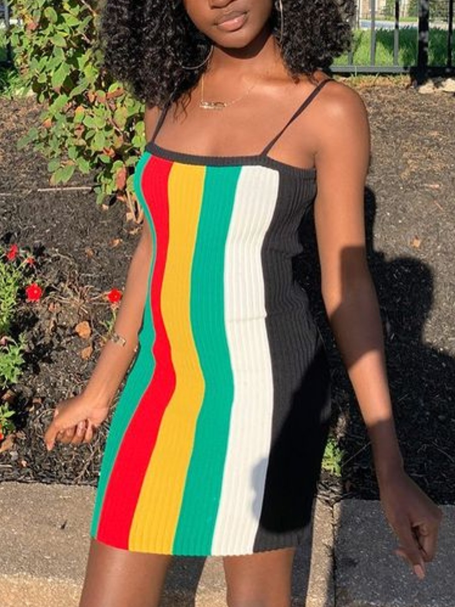 

Lovely Street Rib-Knit Striped Multicolor Mini Dress