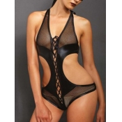 Lovely Sexy Backless Bandage Hollow-out Design Bla
