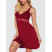 Lovely Sexy Mesh Bow-tie Decoration Wine Red Babyd