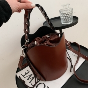 LW Chic Drawstring Brown Crossbody Bag