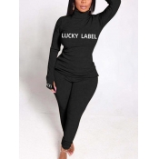 LW Plus Size Letter Print Split Pants Set