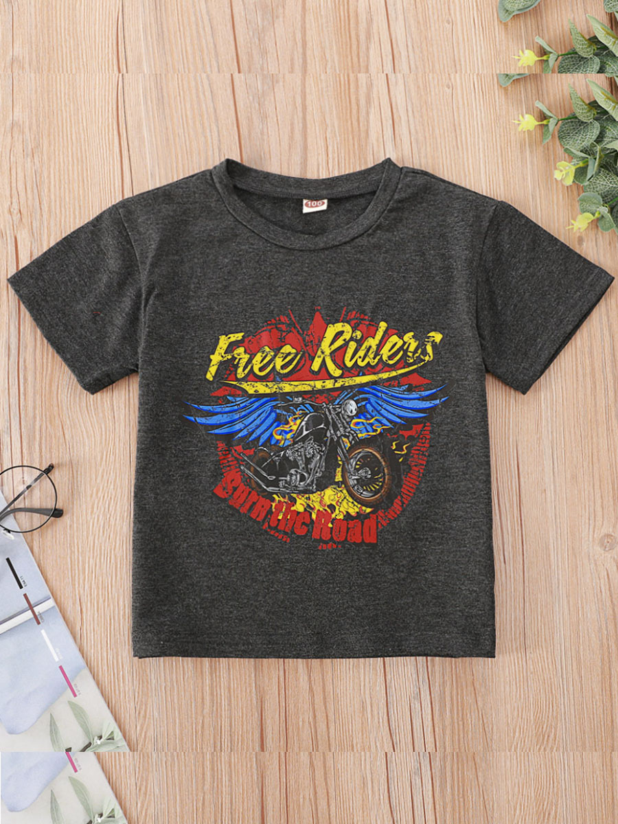 

Lovely Boy Street Graffiti Letter Print Deep Grey T-shirt, Dark grey