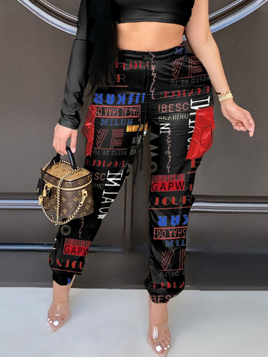 

LW Letter Print Side Pocket Pants