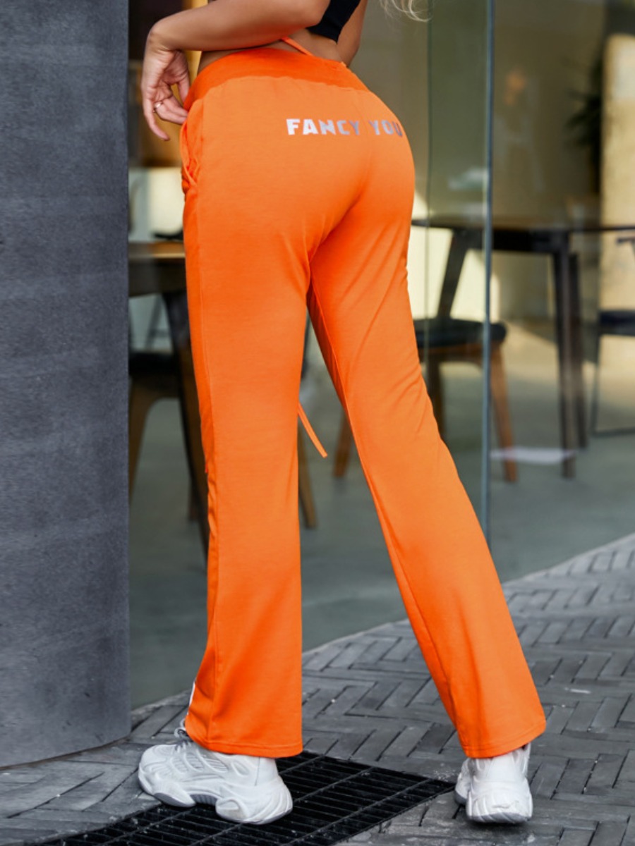 

Lovely Street Letter Print Drawstring Orange Pants