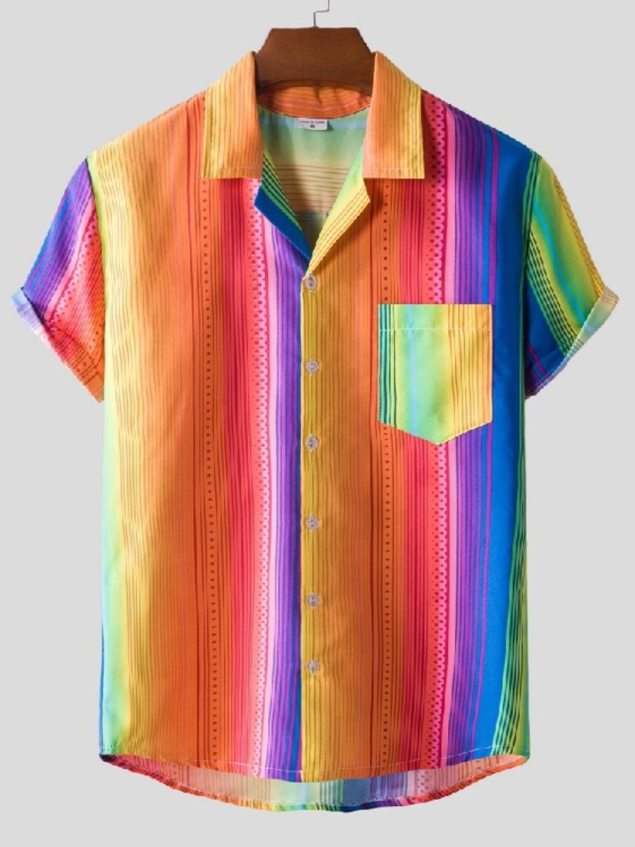 

Lovely Men Tie-dye Striped Multicolor Shirt, Multi
