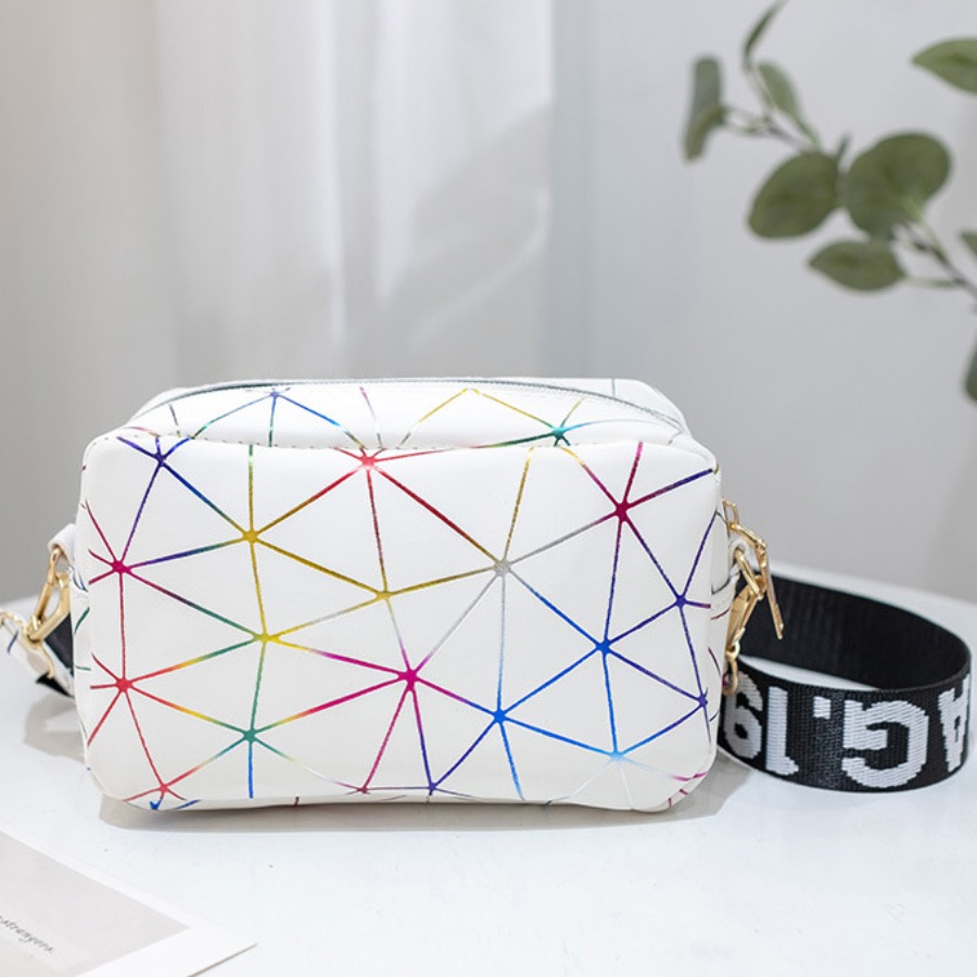 

Lovely Street Geometric Pattern White Crossbody Bag